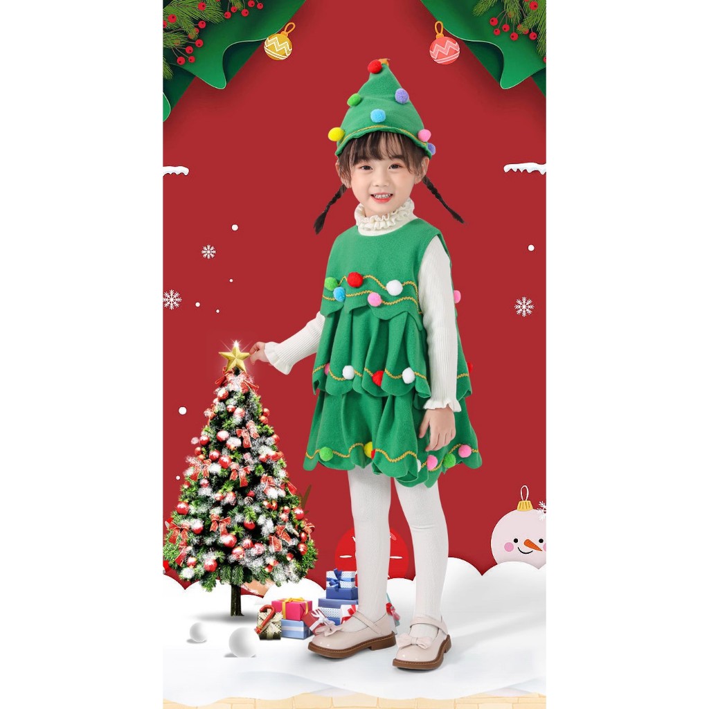 Bộ Đồ Hóa Trang Cây Thông Giáng Sinh Dễ Thương Cho Bé