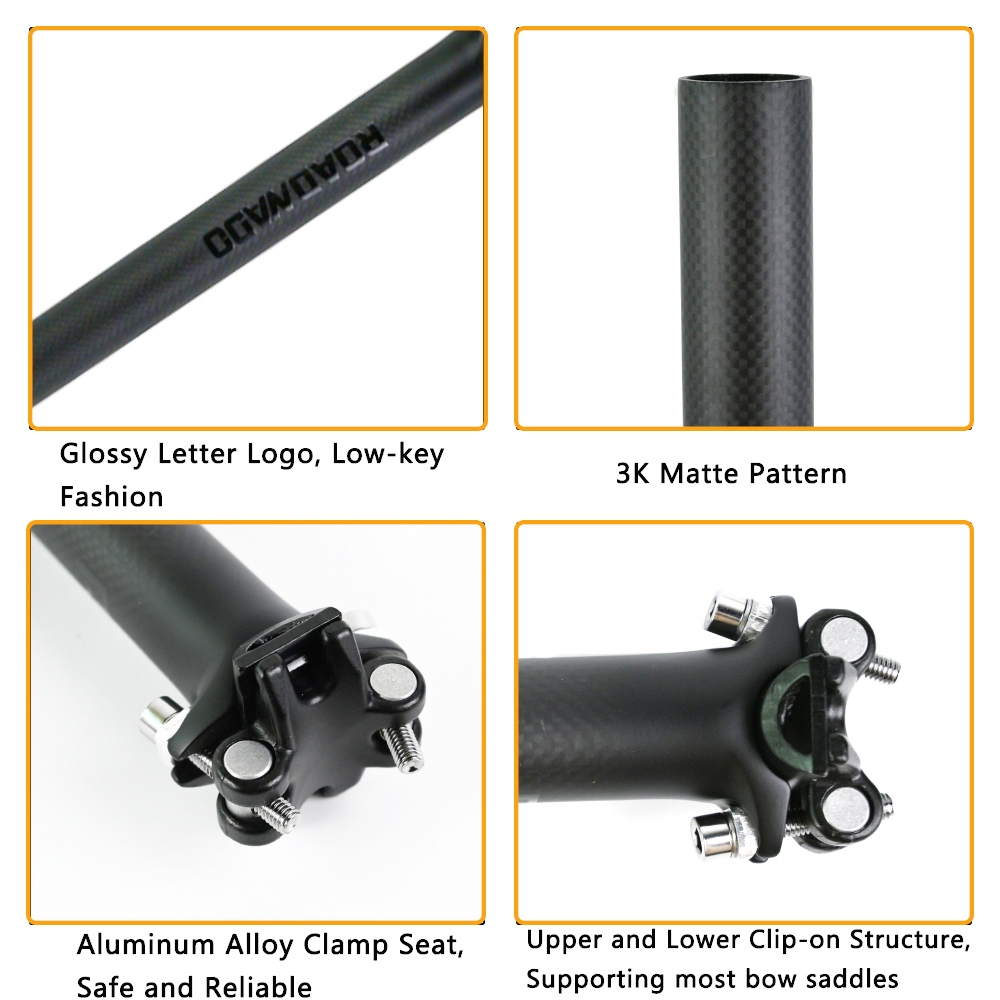 Thanh Gắn Yên Xe Đạp Leo Núi Sợi Carbon Siêu Nhẹ 27.2/30.8/31.6*350/400mm