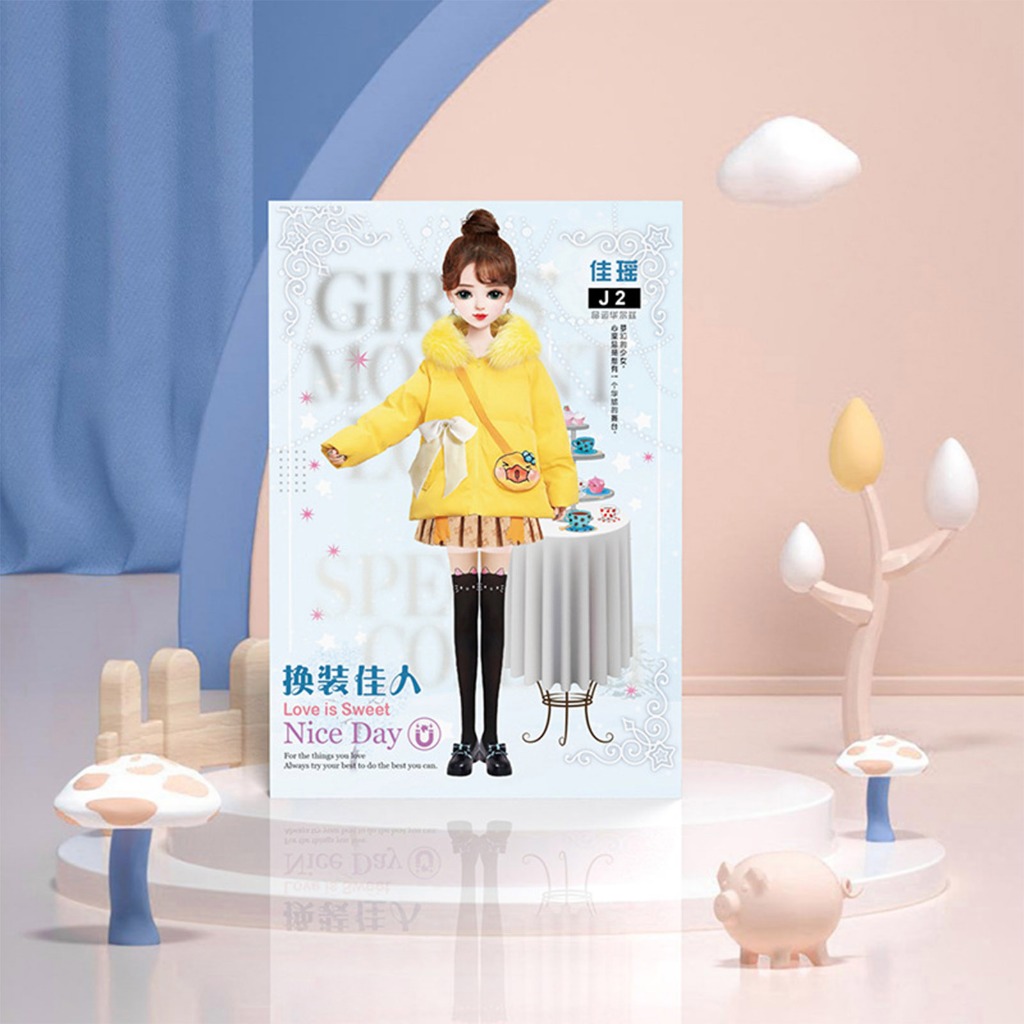 Bộ Đồ Chơi Búp Bê Công Chúa Mặc Đầm Giấy Hít Nam Châm Dễ Thương Cho Bé Gái