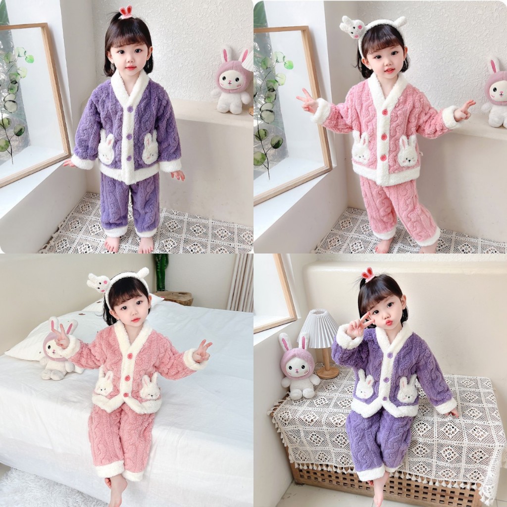 Catimini Bộ Đồ Ngủ Bằng Nỉ Dày Phong Cách Phương Tây Dành Cho Bé Gái