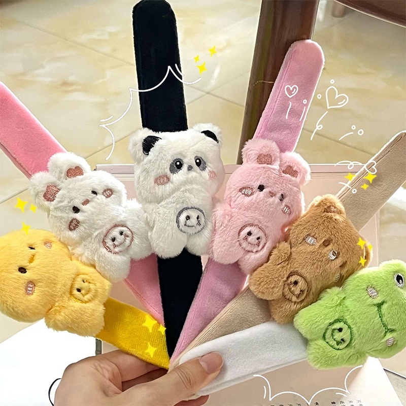 Miu🔮Vòng Tay Hoạt Hình Thỏ / Gấu Trúc / Ếch Nhồi Bông Vàng Sáng Tạo Vui Nhộn Thích Hợp Làm Quà Tặng Cho Bé vn