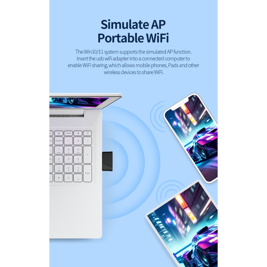 COMFAST Usb wifi 6 Gle mini 300m Thu Sóng wifi 2.4ghz Thẻ Mạng wi-fi lan Cho Máy Tính