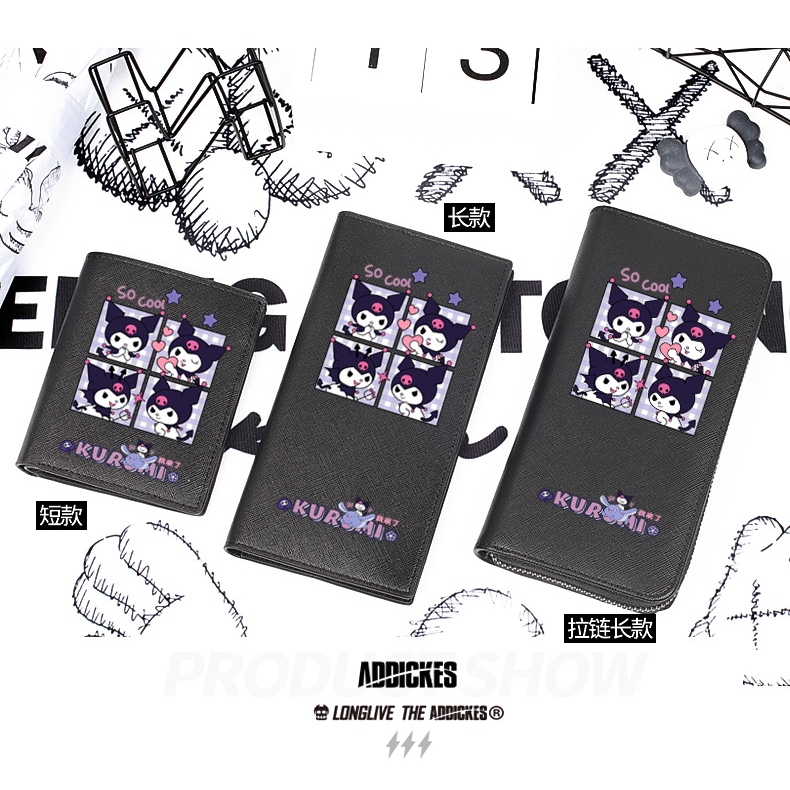 Ví Ngắn Sức Chứa Lớn Họa Tiết Hoạt Hình Kuromi Dễ Thương Cho Nữ