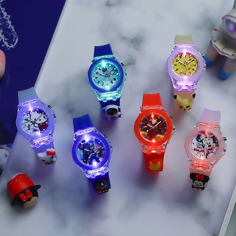 Đồng Hồ Đeo Tay Hình Người Nhện / sanrio my melody kuromi stellalou hk Có Đèn flash Dễ Thương Cho Học Sinh