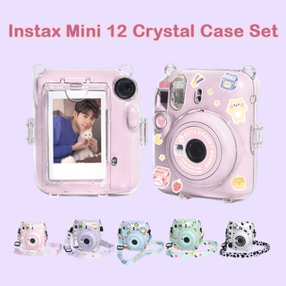 [Film Lab] ốp trong suốt Instax Mini 12 ốp bảo vệ cho máy ảnh có dây đeo có nhãn dán CAA21