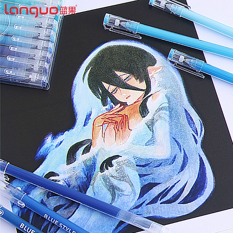 Languo bộ 117 bút gel đầy đủ màu xanh morandi muối biển bút gel màu chính hãng