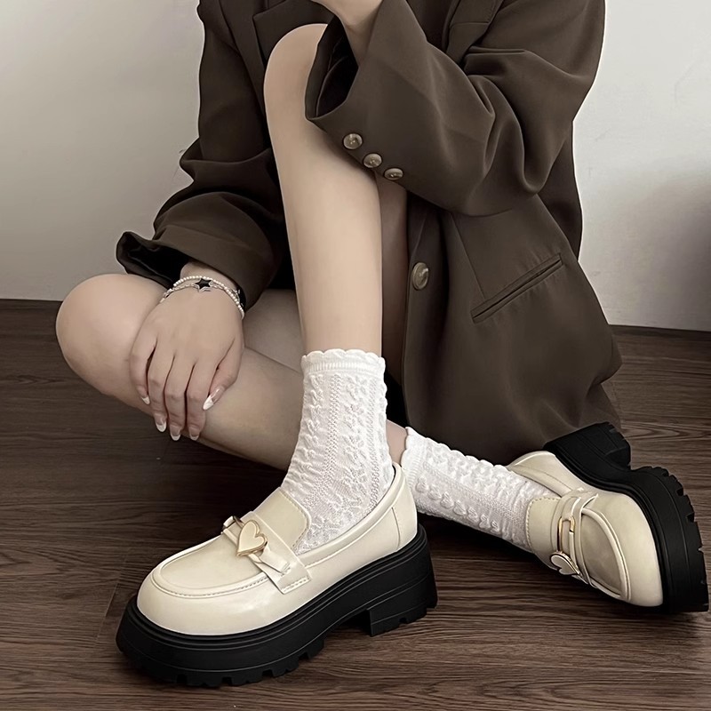 FEIJIANU  Dép Nữ giày búp bê nữ Giày Mary Jane Lolita đế cao 5cm Giày Cho Nữ Thời trang Cổ điển FLF23C02DV 49Z231204