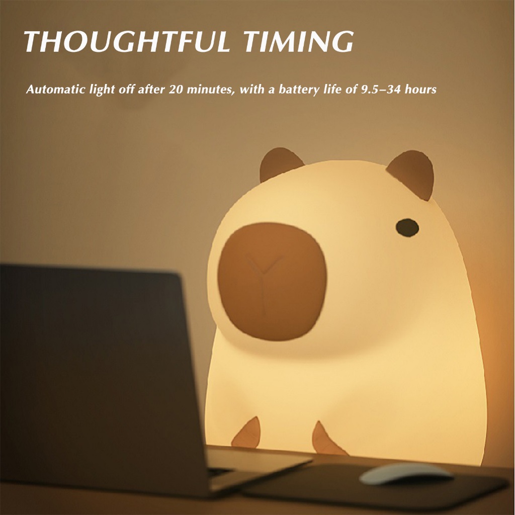 Mới Đèn Ngủ capybara Nụ capybara Dễ Thương Có Hẹn Giờ Và Sạc usb