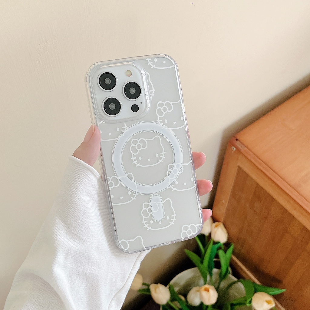 Ốp Điện Thoại Có Giá Đỡ Từ Tính Hình Mèo kitty Cho iphone 15 11 12 13 14 pro max