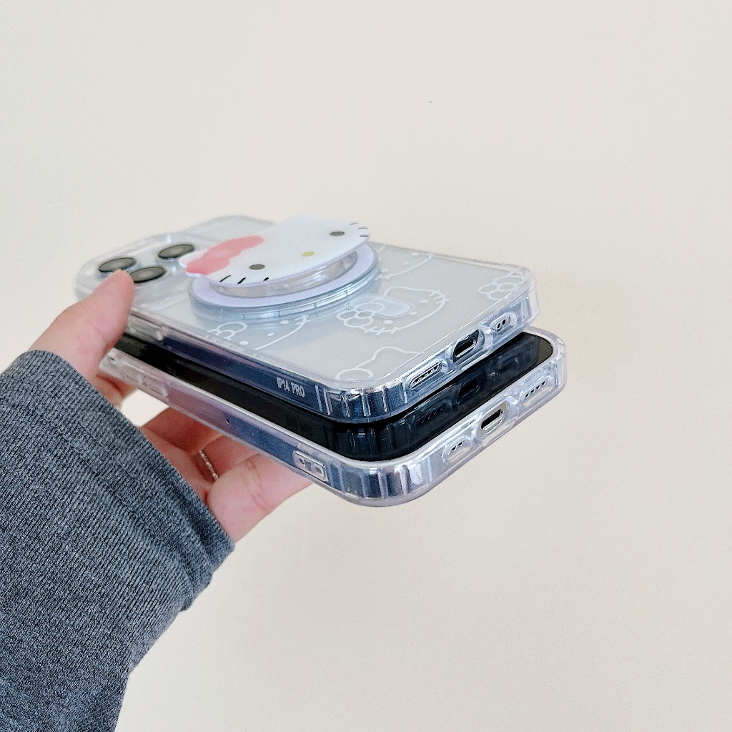 Ốp Điện Thoại Có Giá Đỡ Từ Tính Hình Mèo kitty Cho iphone 15 11 12 13 14 pro max