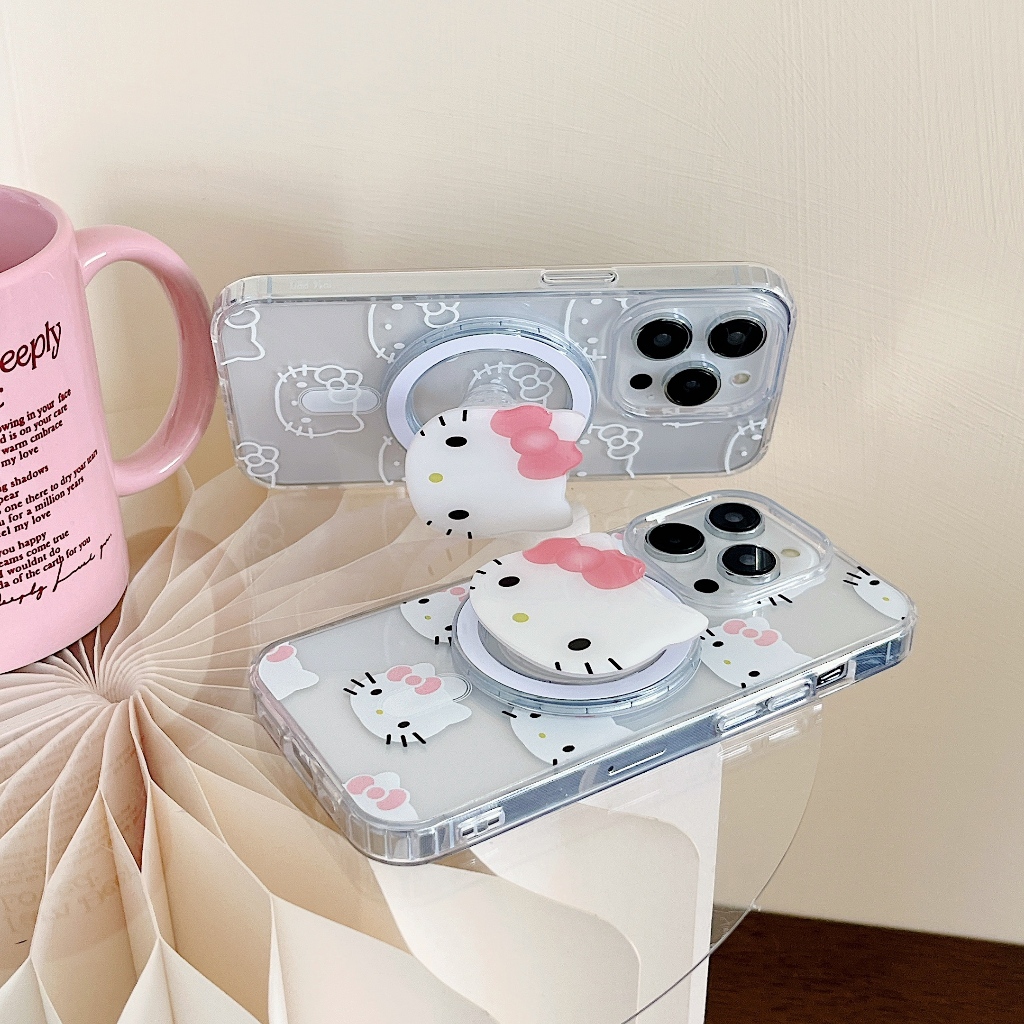 Ốp Điện Thoại Có Giá Đỡ Từ Tính Hình Mèo kitty Cho iphone 15 11 12 13 14 pro max