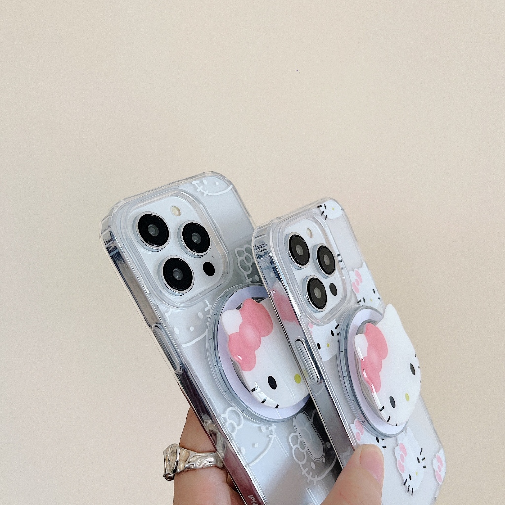 Ốp Điện Thoại Có Giá Đỡ Từ Tính Hình Mèo kitty Cho iphone 15 11 12 13 14 pro max