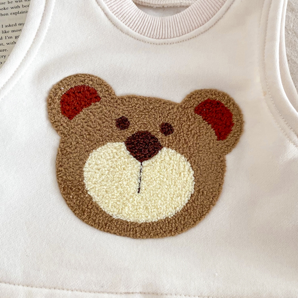 Áo Khoác Không Tay Bằng Vải Bông In Hình Gấu Dễ Thương Thời Trang Mùa Thu Dành Cho Trẻ Em áo gile len cho bé 0-2 Tuổi