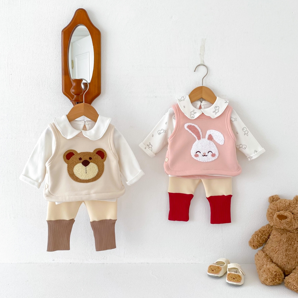 Áo Khoác Không Tay Bằng Vải Bông In Hình Gấu Dễ Thương Thời Trang Mùa Thu Dành Cho Trẻ Em áo gile len cho bé 0-2 Tuổi