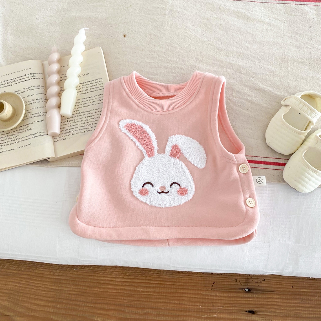 Áo Khoác Không Tay Bằng Vải Bông In Hình Gấu Dễ Thương Thời Trang Mùa Thu Dành Cho Trẻ Em áo gile len cho bé 0-2 Tuổi