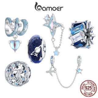 Hạt xỏ BAMOER SCC1284 bạc 925 thủy tinh kiểu bầu trời đêm ngôi sao dải ngân hà làm vòng đeo tay cho nữ