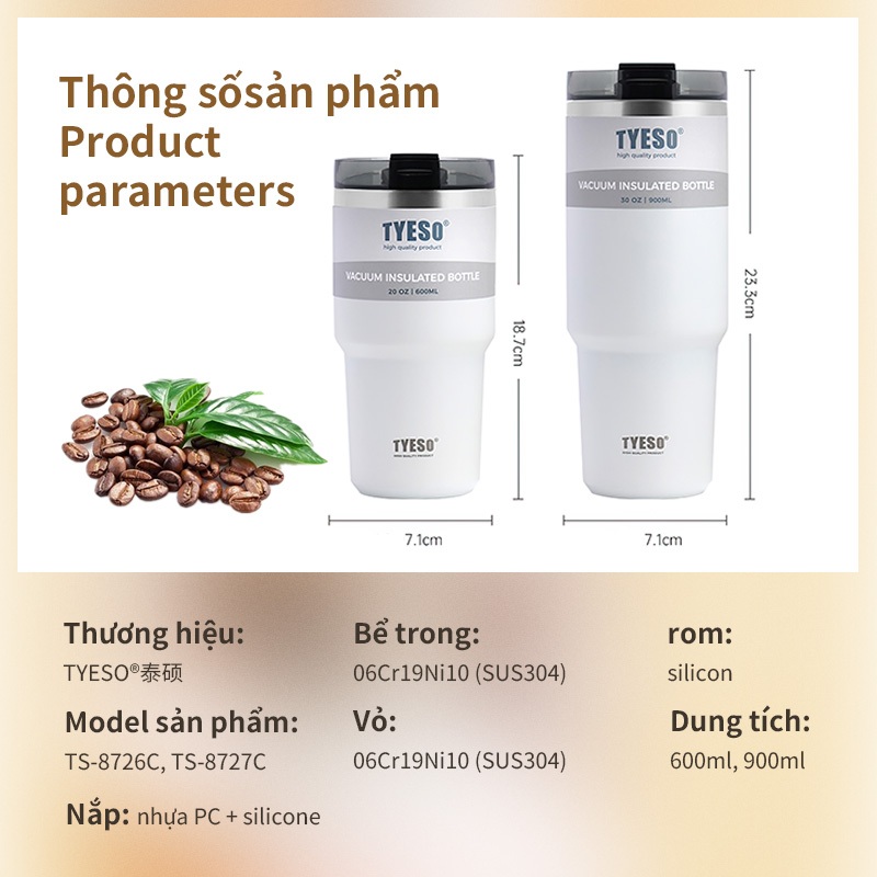 Bình Đựng Nước Nóng / Lạnh Chân Không Bằng Thép Không Gỉ tyeso