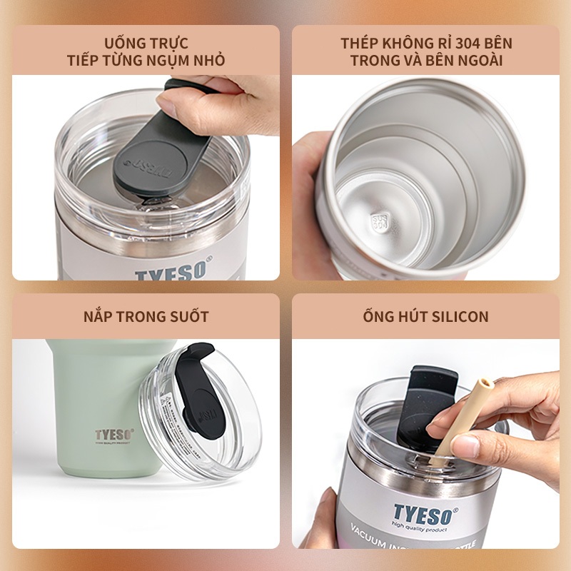 Bình Đựng Nước Nóng / Lạnh Chân Không Bằng Thép Không Gỉ tyeso