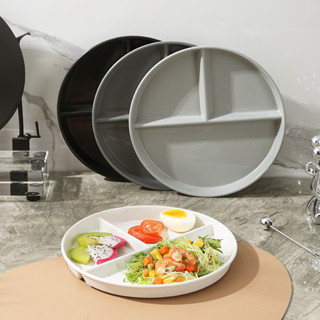 211 Nhựa Bảo mật Microwave Ăn uống 3 ngăn Trang chủ Phân vùng Ăn uống lành mạnh Đĩa bột đen trắng Cân bằng giảm cân Split Tablet cho người lớn và trẻ em 分餐盘