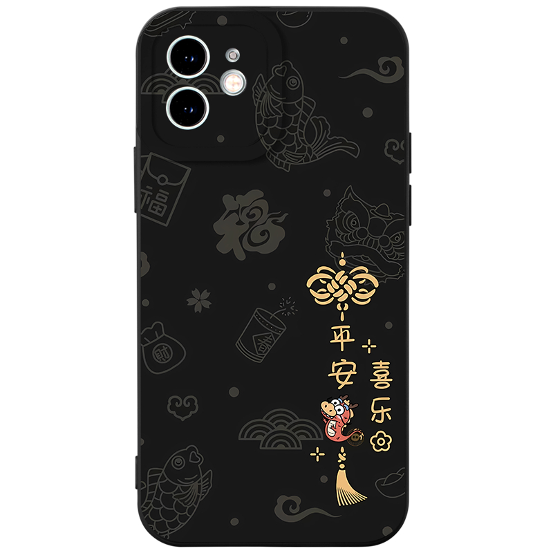 Ốp lưng JURSUE đen mềm cặp đôi dễ thương đẹp hoạt hình Cho iPhone 15 14 13 12 11 Pro Max SE 2020 X XR XS 8 7 ip 6S 6 Plus XYY4405