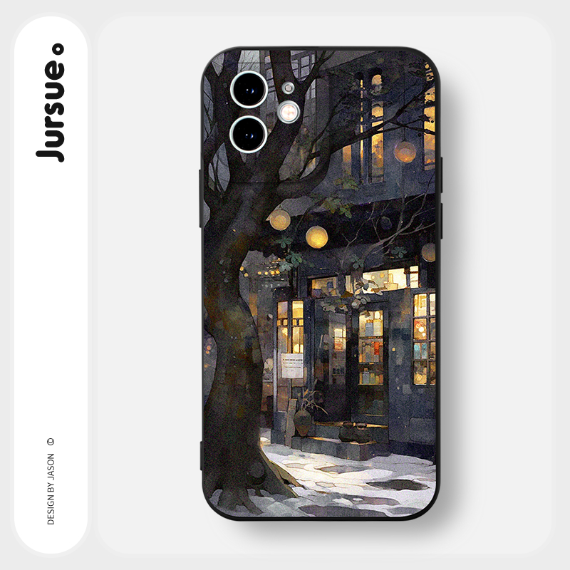 Ốp lưng JURSUE đen mềm dễ thương đẹp độc lạ Cho iPhone 15 14 13 12 11 Pro Max SE 2020 X XR XS 8 7 ip 6S 6 Plus XYY4414