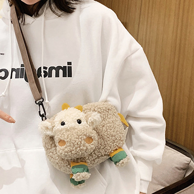 MOUSOON  Túi đeo chéo bằng lông cừu họa tiết hoạt hình dễ thương cho bé gái