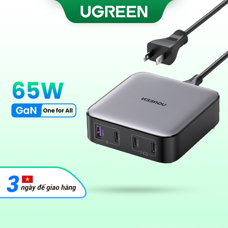 Bộ sạc nhanh Ugreen GAN 65W PD 100W 4 cổng USB Type C thích hợp cho iPhone Samsung