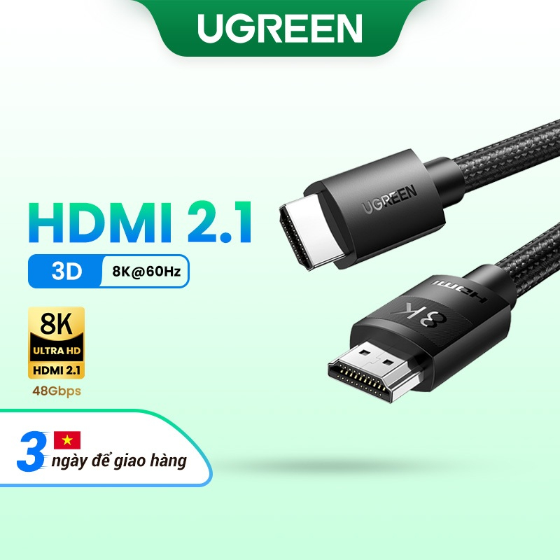 Dây cáp tốc độ cao Ugreen HDMI 2.1 hỗ trợ 8k/ 60Hz 4k/ 120hz HDR Dolby Atmos thích hợp cho PS4 Apple
