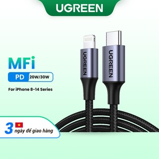  Cáp sạc nhanh UGREEN MFI Bradied USB C 20W PD thích hợp cho iPhone 14   14 Max   14 Pro   Pro Max 