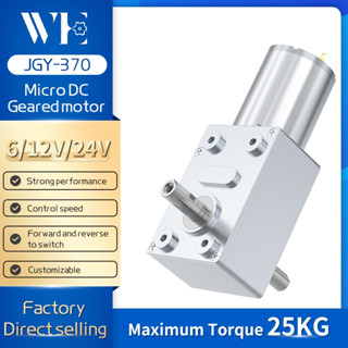 Jgy-370 Động cơ bánh răng giun trục đầu ra kép 6V / 12V / 24V Tốc độ điều chỉnh phía trước và lùi 1RPM-375RPM Động cơ bàn chải DC mô-men xoắn cao Bánh răng kim loại tự khóa ngược