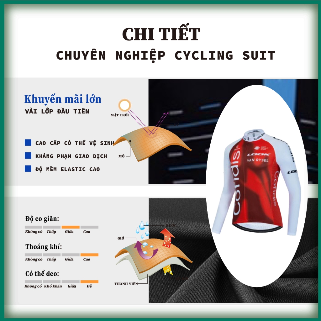 Áo thun COFIDIS ngắn tay thoáng khí hợp thời trang cho nam khi đi xe đạp leo núi Bộ đồ thể thao dài tay Bộ đồ leo núi chuyên nghiệp dành cho đội xe