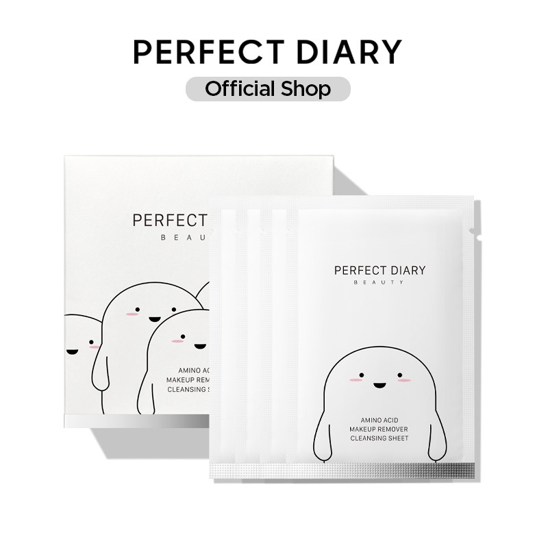 Túi 30 khăn giấy tẩy trang PERFECT DIARY amino acid làm sạch lớp trang điểm an toàn cho làn da