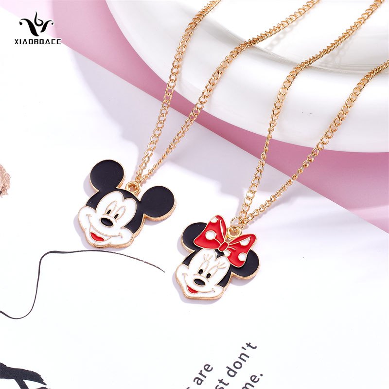 XiaoboACC Vòng Cổ Mặt Hình Chuột Mickey Minnie Thời Trang Hàn Quốc Cho Cặp Đôi