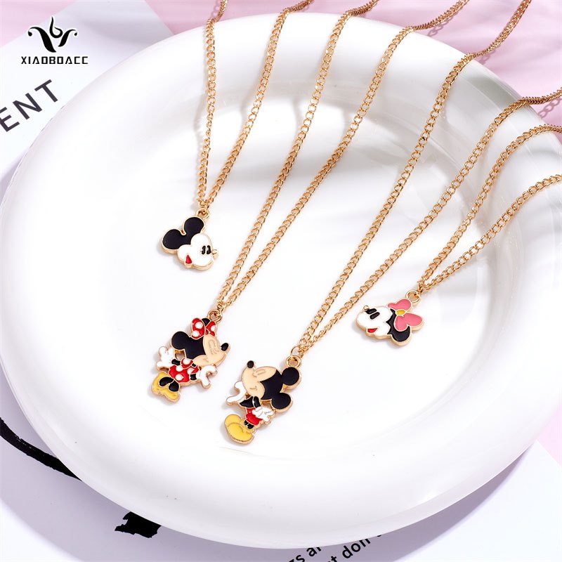 XiaoboACC Vòng Cổ Mặt Hình Chuột Mickey Minnie Thời Trang Hàn Quốc Cho Nam Nữ