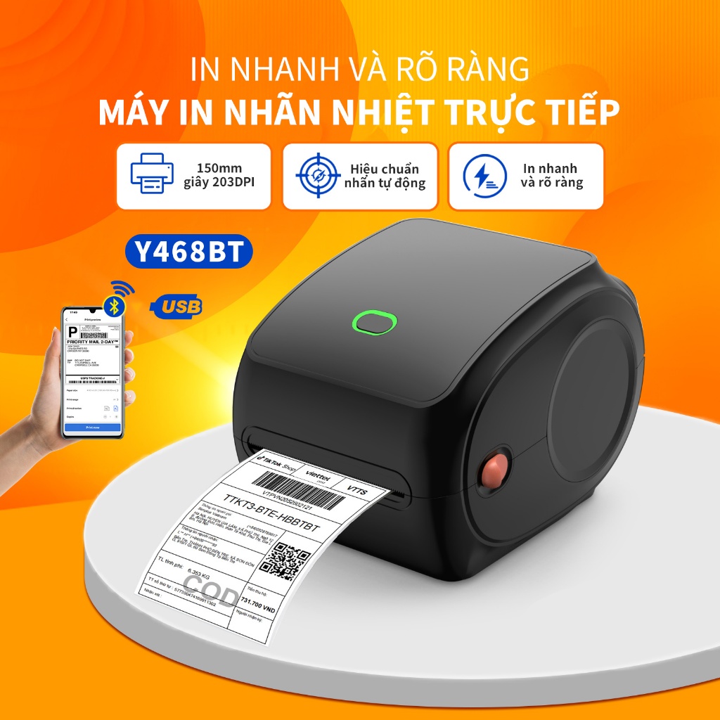 Máy In Nhiệt FlashLabel In Khổ A6,A7 In Đơn Hàng, Phiếu Gửi, Minicode, Logo Tự Dán, Bảo Hành 16 Tháng