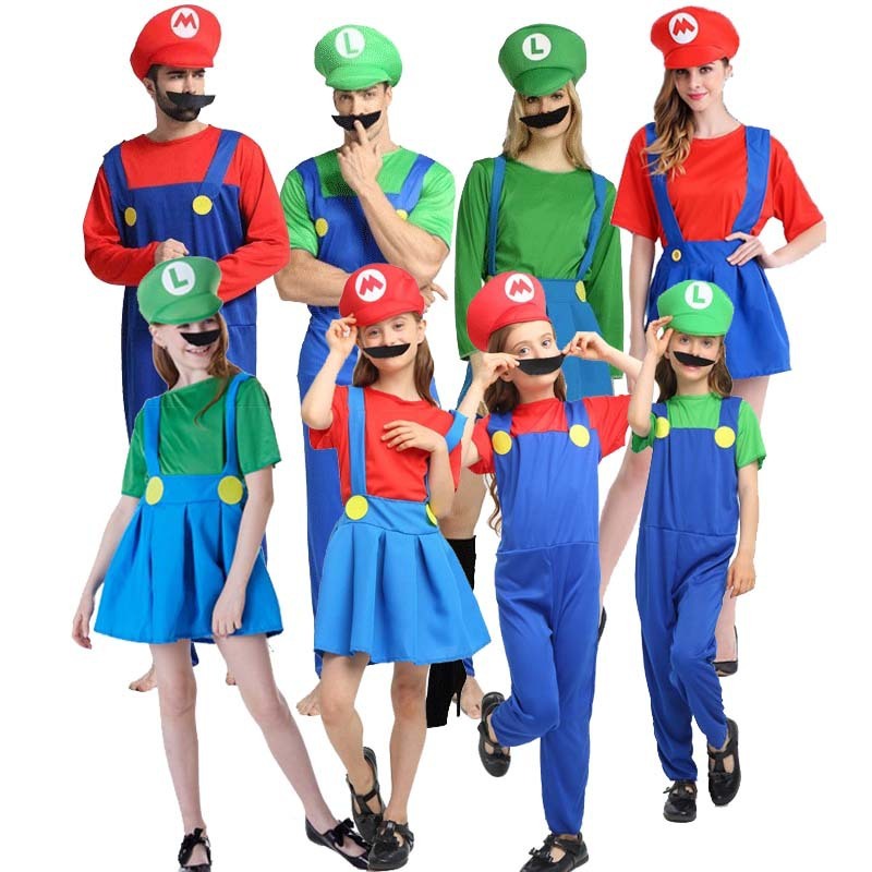 Bộ Áo Liền Quần Hóa Trang Nhân Vật super mari luigi Vui Nhộn Cho Bé
