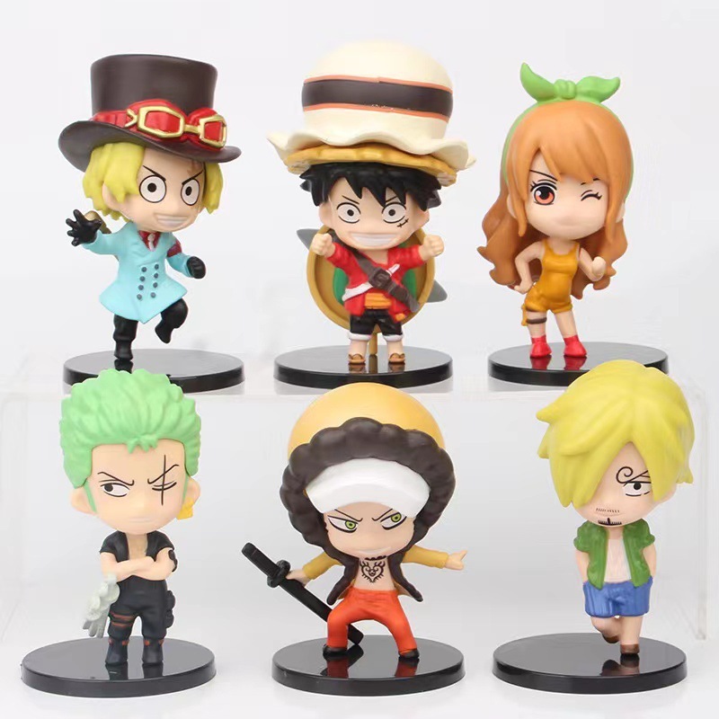 Set 6 Mô Hình Nhân Vật Phim Hoạt Hình one piece 10cm Trang Trí Bàn Làm Việc