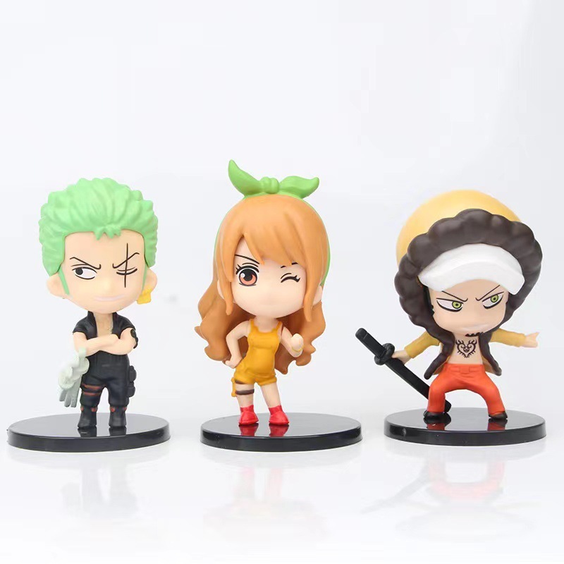 Set 6 Mô Hình Nhân Vật Phim Hoạt Hình one piece 10cm Trang Trí Bàn Làm Việc