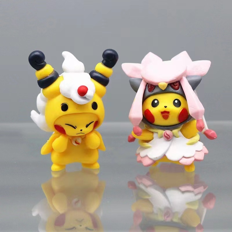 Set 7 Mô Hình pikachu cosplay rayquaza ampharos giratina Bằng pvc Để Bàn Trang Trí