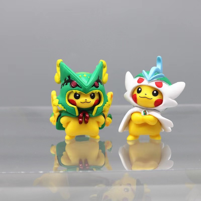 Set 7 Mô Hình pikachu cosplay rayquaza ampharos giratina Bằng pvc Để Bàn Trang Trí
