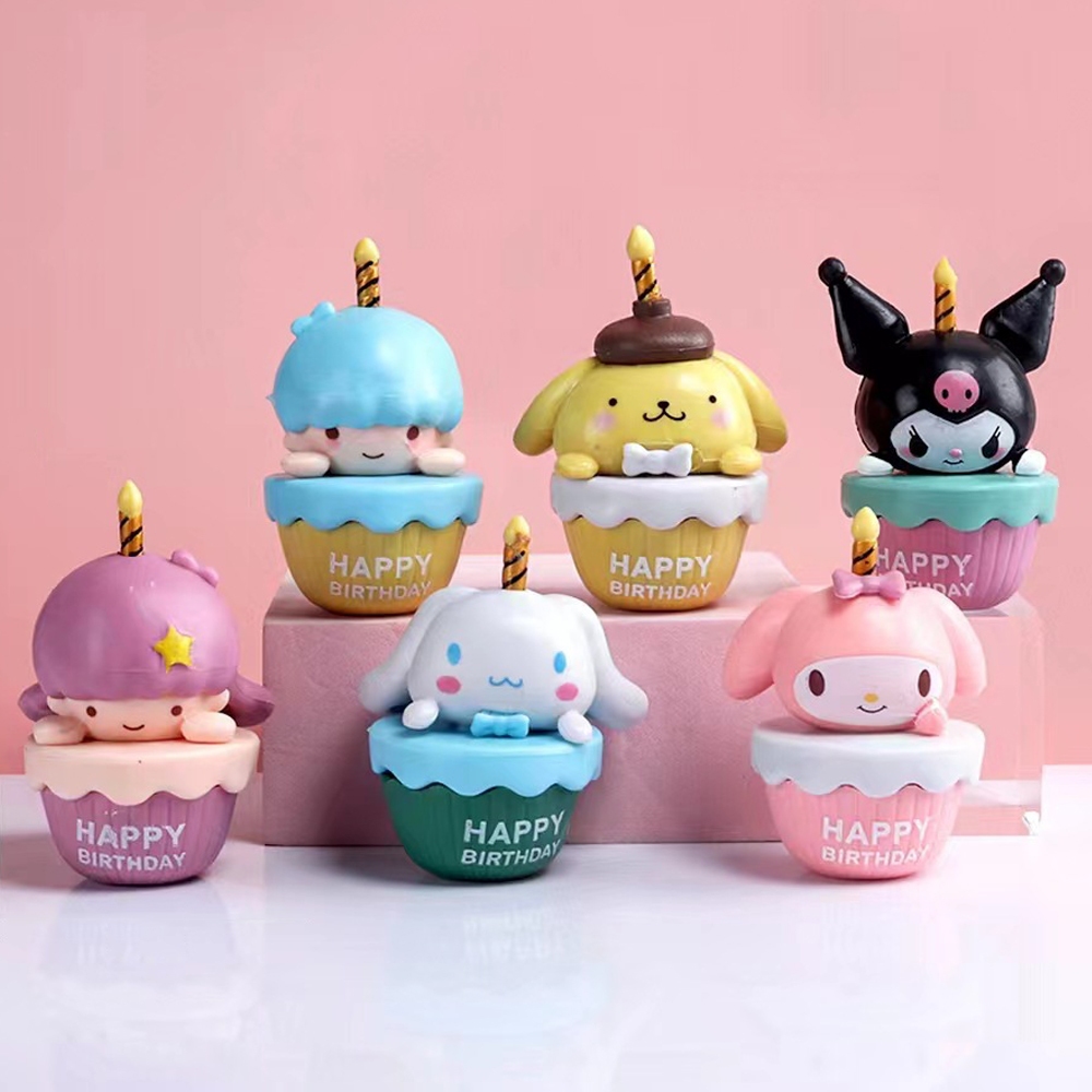 SANRIO Set 6 Mô Hình Mô Phỏng Nhân Vật Phim my melody kuromi cinnamoroll pom pom purin