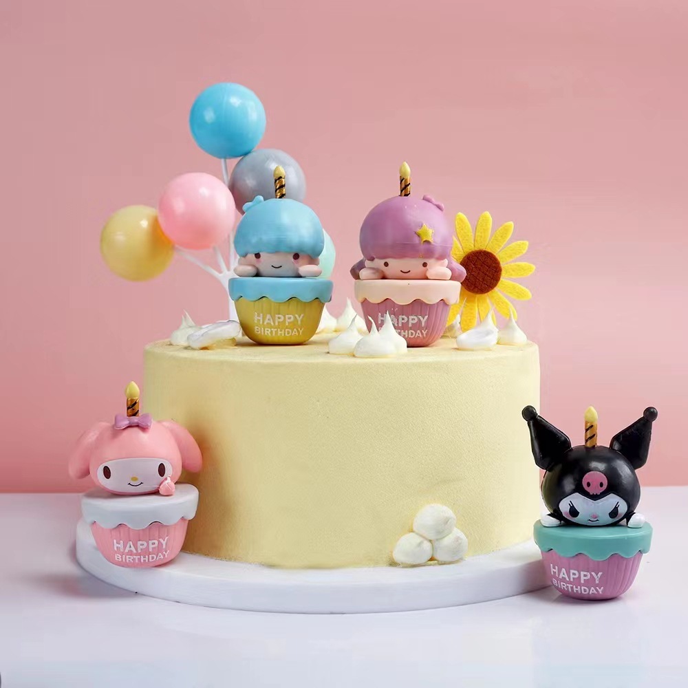 SANRIO Set 6 Mô Hình Mô Phỏng Nhân Vật Phim my melody kuromi cinnamoroll pom pom purin