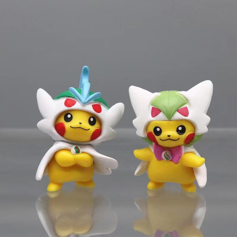 Set 7 Mô Hình pikachu cosplay rayquaza ampharos giratina Bằng pvc Để Bàn Trang Trí