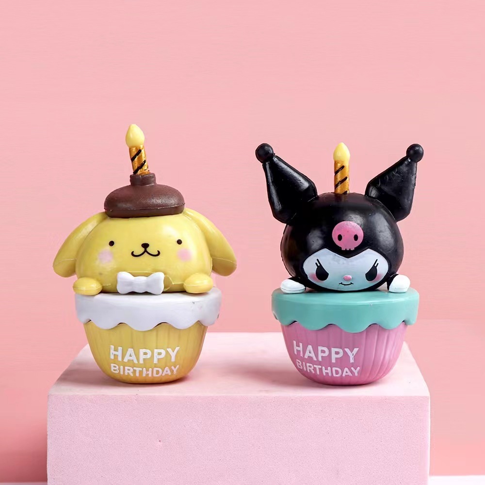 SANRIO Set 6 Mô Hình Mô Phỏng Nhân Vật Phim my melody kuromi cinnamoroll pom pom purin