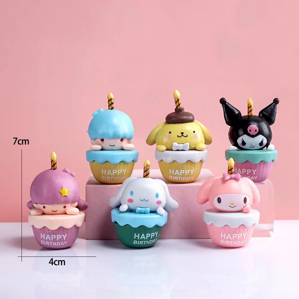 SANRIO Set 6 Mô Hình Mô Phỏng Nhân Vật Phim my melody kuromi cinnamoroll pom pom purin