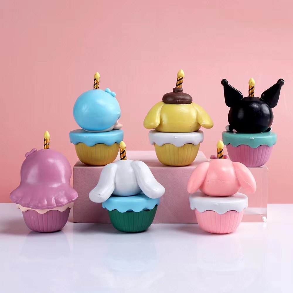 SANRIO Set 6 Mô Hình Mô Phỏng Nhân Vật Phim my melody kuromi cinnamoroll pom pom purin