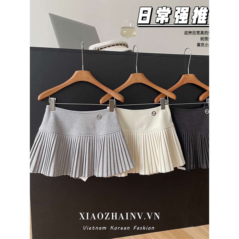 Xiaozhainv Chân Váy Chữ a Lưng Cao Xếp Ly Thời Trang Quyến Rũ Cho Nữ