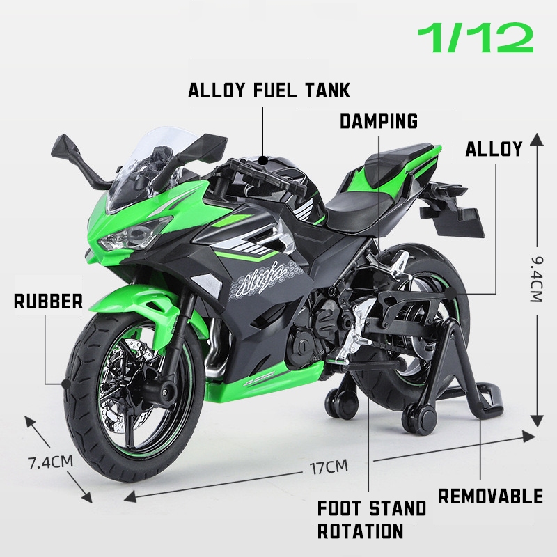 Mô Hình Xe Mô Tô kawasaki ninja 400 Bằng Hợp Kim Tỉ Lệ 1: 12
