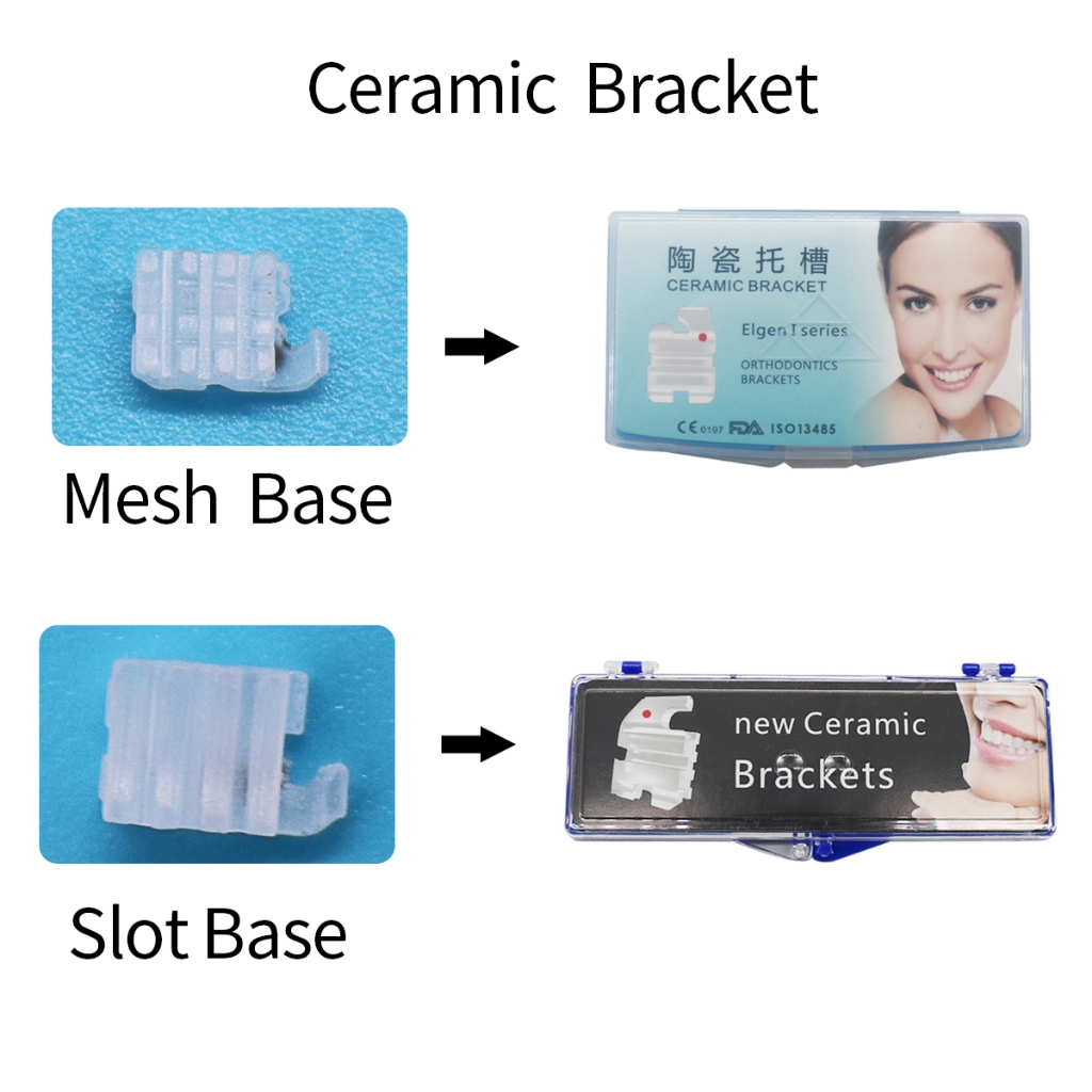 1 Gói Răng Chỉnh Hình Răng / mbt 3 / 345 Móc Bằng Gốm 1Pack Orthodontic Dental Mesh Base Roth/MBT 3/345hook Ceramic Bracket