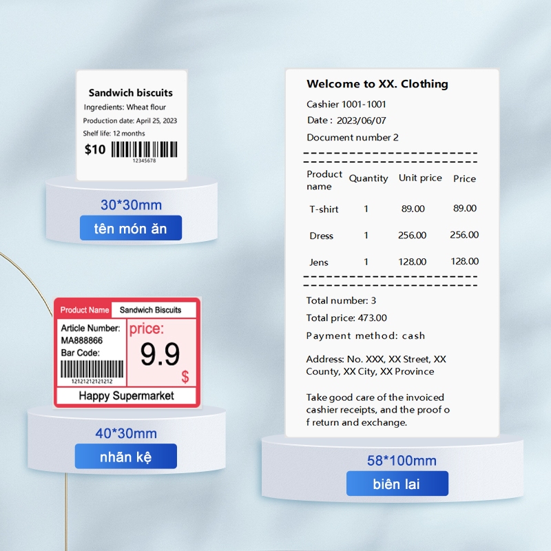 CLABEL 221D Máy In Nhiệt, Máy In Nhãn Để Bàn, Máy In Mã Vạch, Mã Vạch, Có Thể Kết Nối Điện Thoại Di Động Và Máy Tính 2 Năm Bảo Hành